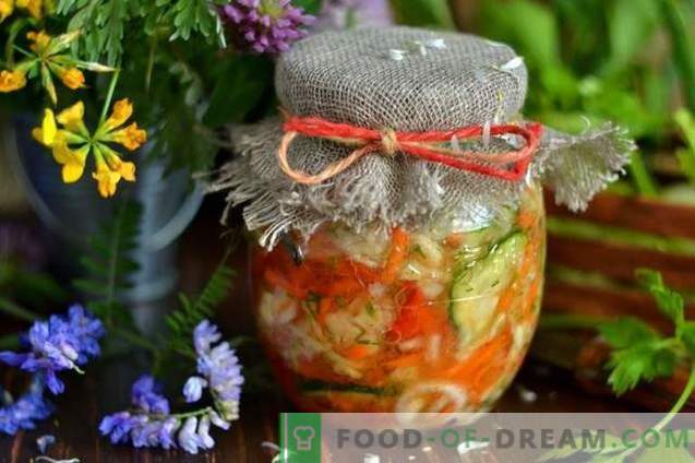 Salada de repolho para o inverno com pepinos e tomates