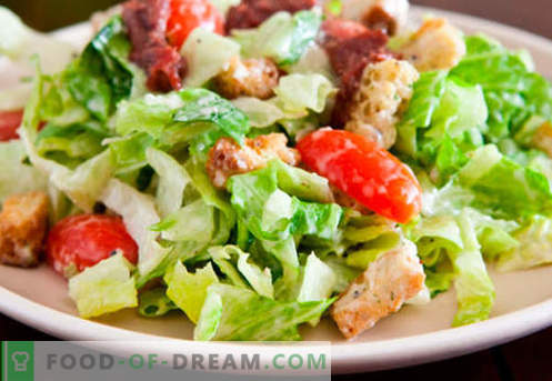 Cezario salotos su lašiša - tinkami receptai. Greitas ir skanus virimo cezario salotos su lašiša.