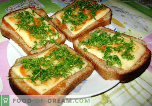 Sūrio sumuštiniai yra geriausi receptai. Kaip greitai ir skaniai virti sumuštinius su sūriu.