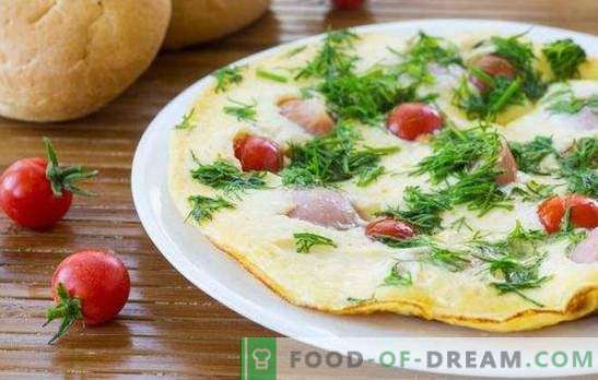 Omletas su dešrelėmis - paprastas ir turtingas pusryčiai! Skanių omletų su dešrelėmis virimas orkaitėje, mikrobangų krosnelė, lėta viryklė ir keptuvė
