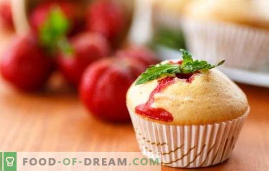 Strawberry Cupcake yra skanus uogų delikatesas. Receptai aromatizuoti pyragaičiai su braškėmis sielos vasaros arbata