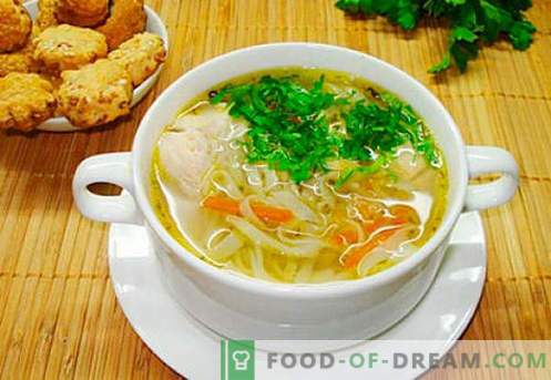 Vištienos sultinio sriuba - geriausi receptai. Kaip tinkamai ir skaniai virti sriuba vištienos sultinyje.