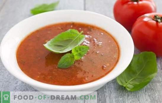 Pomidorų sriuba - sveikas patiekalas karštoms vasaroms ir šaltoms žiemoms. Geriausi karšto ir šalto pomidorų tyrės sriubos variantai