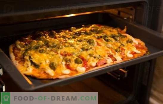 Pica receptas orkaitėje yra mėgstamiausias patiekalas namuose. Pica receptai orkaitėje: su sūriu, grybais, kumpiu, jūros gėrybėmis