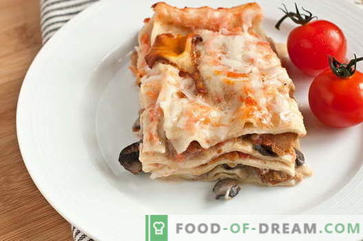 Lasagna su grybais - tinkami receptai. Kaip greitai ir skaniai virti lasagną su grybais.