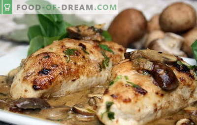 Hühnerfilet mit Champignons im Ofen ist die beste Lösung für ein Familienessen. Zubereitungsmethoden für Hähnchenfilet mit Champignons im Ofen