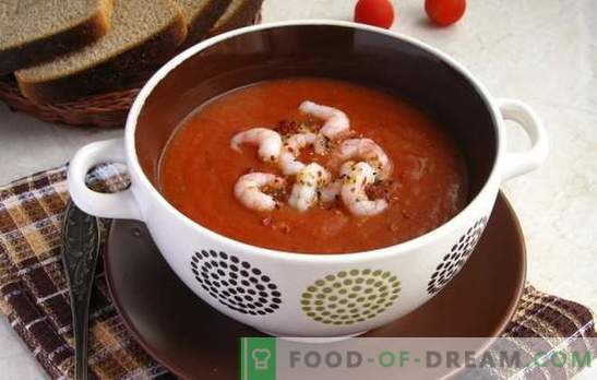 Pomidorų sriuba su krevetėmis - aromatinis delikatesas. Geriausias receptas pomidorų sriubai su krevetėmis ir kitomis jūros gėrybėmis