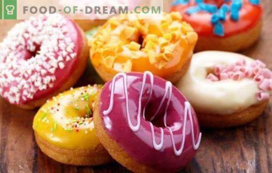 Amerikos donuts - jie yra ryškūs donatai! Įvairių Amerikos spurgų receptai su apledėjimu ir užpildais
