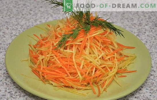 Gaivūs šviesūs ridikai ir morkų salotos. Geriausi retišų ir morkų su skirtingais padažu salotų variantai