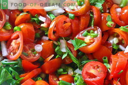Pomidorų salotos yra geriausi receptai. Kaip tinkamai ir skaniai virti salotas iš pomidorų.