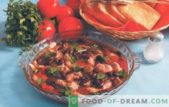 Kaip skanus gaminti pupeles su pomidorais: raudona, balta, žalia, konservuota. Šoninių patiekalų ir pupelių receptai su pomidorais