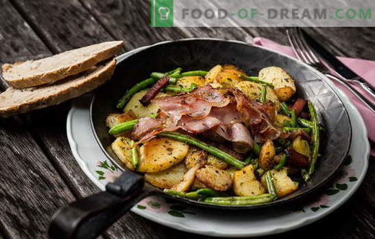 Bulvės su mėsa keptuvėje - tradicija! Geriausi kepti bulvių receptai su mėsa keptuvėje: su malta mėsa, grietine, daržovėmis