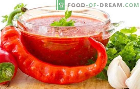 Pomidorų ir česnakų adjika žiemai: karšta namų ruošimo tema. 7 geriausi pomidorų ir česnakų adzhikos receptai žiemai