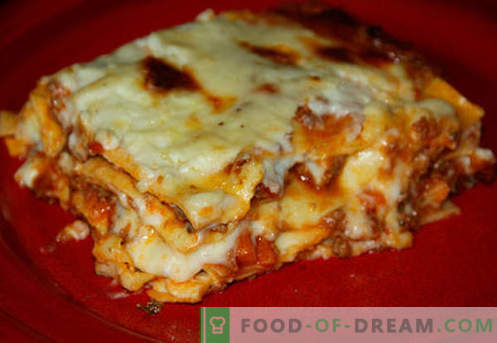 Klasikiniai Lasagna - teisingi receptai. Kaip greitai ir skaniai ruošti klasikinį lasagną.