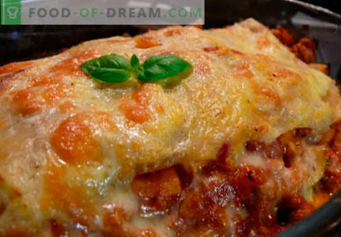 Klasikiniai Lasagna - teisingi receptai. Kaip greitai ir skaniai ruošti klasikinį lasagną.