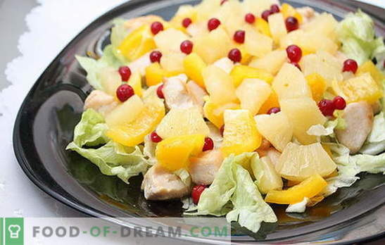 Egzotinis kulinarinis šedevras - salotos su vištienos filė ir ananasais. Receptai skirtingoms salotoms su vištienos filė ir ananasais - fantazuoti!