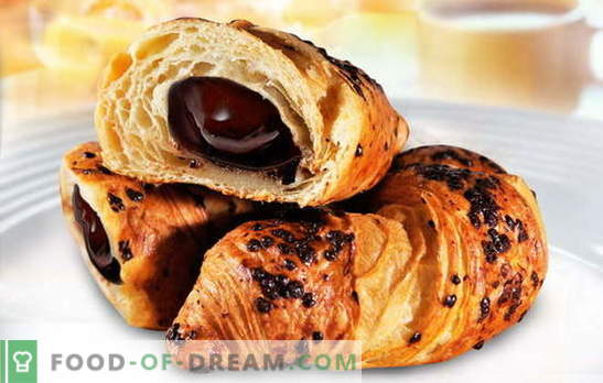 Croissantai su šokoladu - kas rytą bus geri! Geriausi croissantų receptai su šokoladu iš namų ir įsigytos tešlos