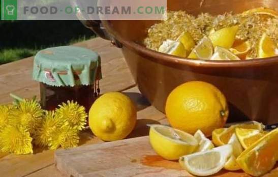 Lemon Dandelion Jam - sveikas saldumas! Kiaulpienių uogienės variantai su citrina, mandarinu, mėtų, obuolių, granatų aliejumi