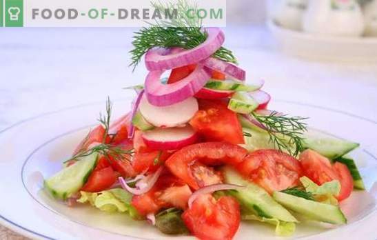 Šviežių pomidorų salotos: senas pasakos nauju būdu. Originalūs šviežių pomidorų salotų receptai šventėms ir darbo dienoms