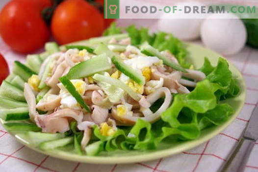 Kalmarų salotos yra geriausi receptai. Kaip tinkamai ir skaniai ruošti kalmarų salotas.