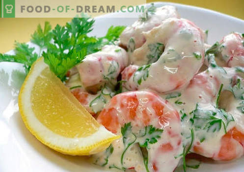 Krabų salotos su krevetėmis - geriausių receptų pasirinkimas. Kaip tinkamai ir skaniai virti krabų salotos su krevetėmis.