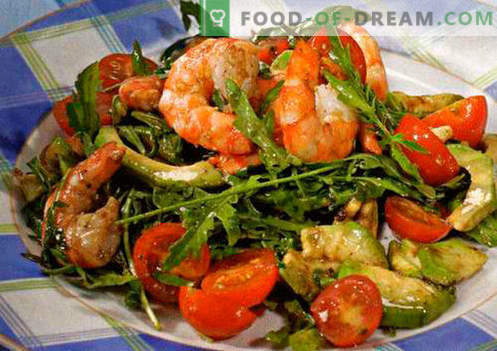 Salotos su krevetėmis ir lašiša - tinkami receptai. Greitas ir skanus virimo salotos su krevetėmis ir lašiša.