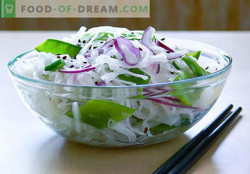 Daikono salotos - penki geriausi receptai. Kaip tinkamai ir skaniai virti daikono salotas.
