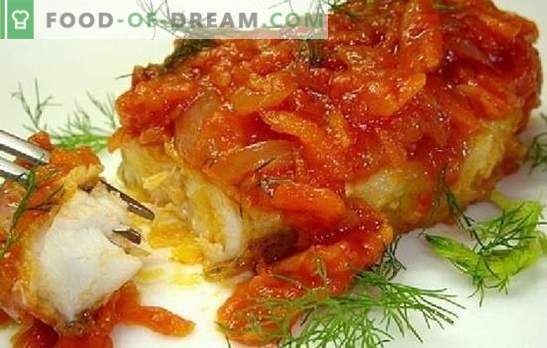 Žuvis su pomidorais: daržovių „kailis“, grietinė, sūris. Skanūs ir paprasti baltos ir raudonos žuvies receptai su pomidorais