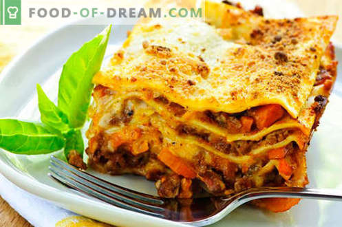 Lasagna su malta mėsa - tinkami receptai. Kaip greitai ir skaniai virti lasagną su smulkinta mėsa.