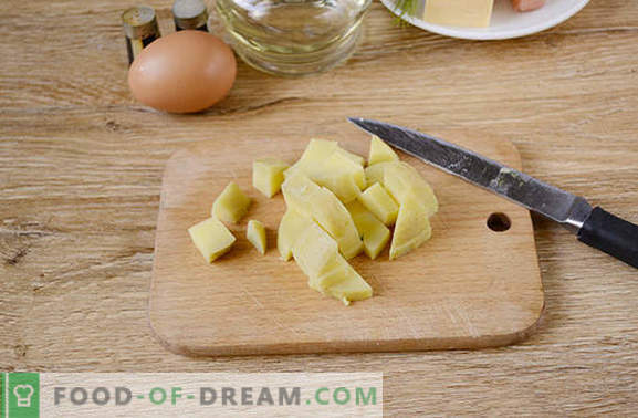 Virti bulvės su kiaušiniu keptuvėje - maitinantis patiekalas „kas buvo“. Paprastas ir paprastas žingsnis po žingsnio receptas su nuotrauka: kepti kiaušiniai su bulvėmis