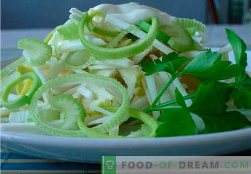 Salierai ir obuolių salotos yra geriausi receptai. Kaip tinkamai ir skaniai virti salierų su obuoliais.