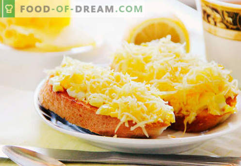 Kiaušinių sumuštiniai yra geriausi receptai. Kaip greitai ir skaniai virti sumuštinius su kiaušiniu.