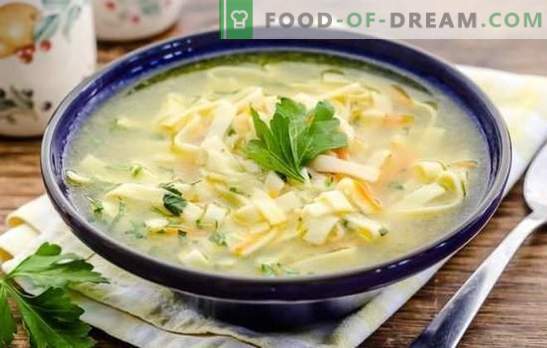 Makaronų sriuba - geriausias patiekalas pietums. Geriausi receptai sultiniams su makaronais: naminiai, kviečiai, ryžiai ir grikiai